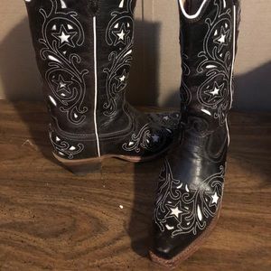 Black with white cut out boots